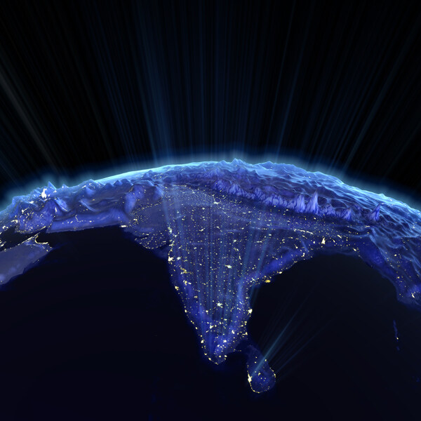 地球上散发光芒的印度图片