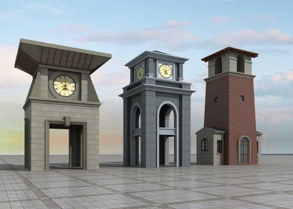 3D钟塔楼元素模型