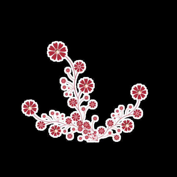 手繪花朵藤葉元素