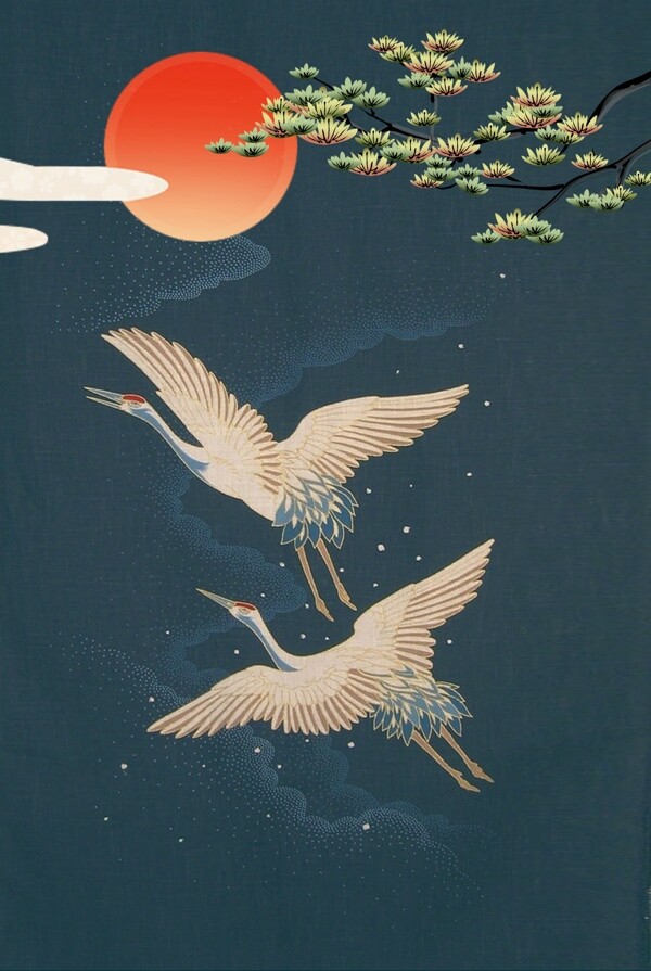 中國(guó)風(fēng)仙鶴祥云背景