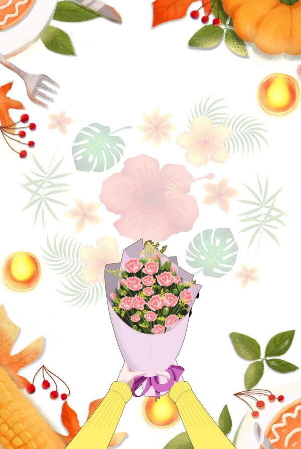 温馨花朵5.12母亲节海报背景