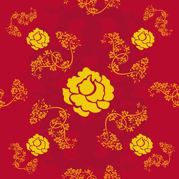 中国传统剪纸艺术牡丹花矢量