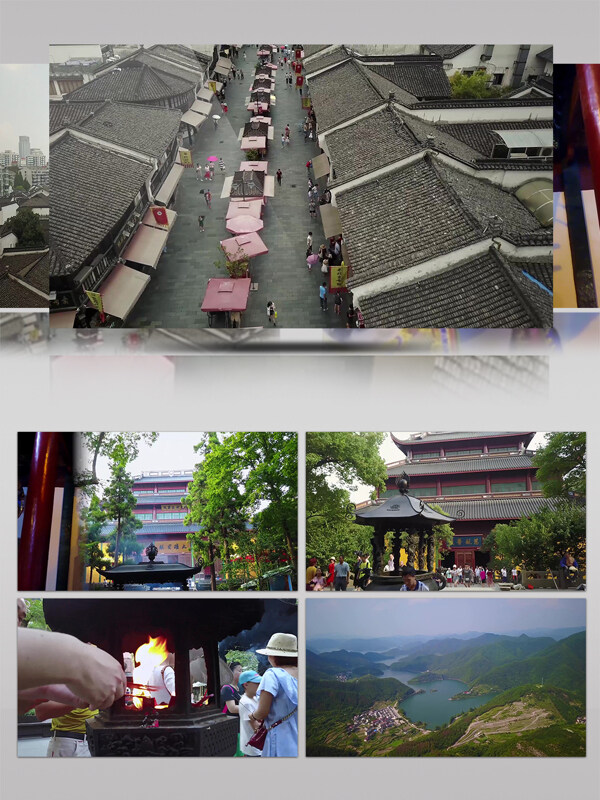 2k大美中国杭州河坊街古镇景观航拍摄影