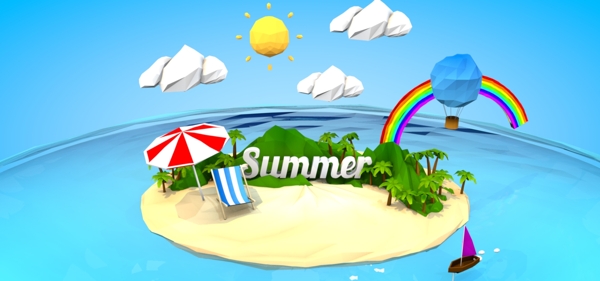 電商C4D夏季清新促銷banner