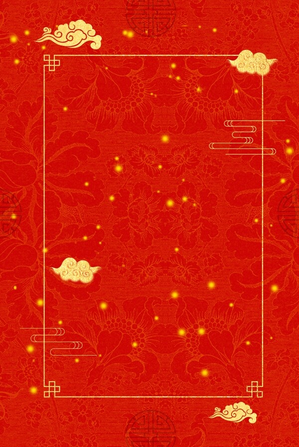 简约节日红色猪年新年广告背景图