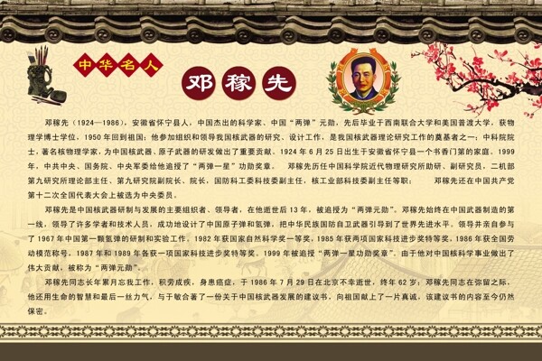 鄧稼先展板模板圖片
