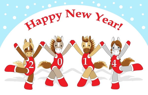 2014卡通馬啦啦隊插畫矢量素材