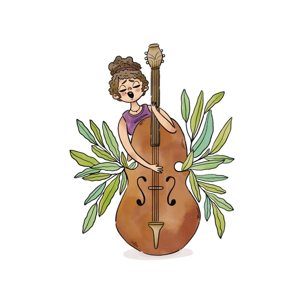 拉大提琴的女人矢量素材