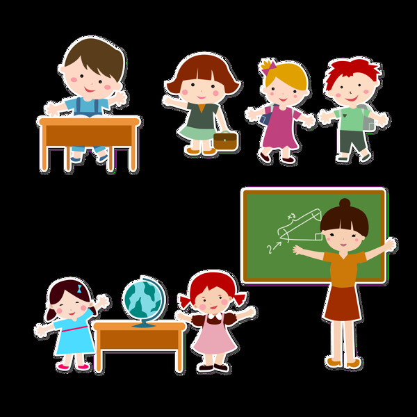 學(xué)習(xí)中的可愛學(xué)生小孩免摳png透明素材