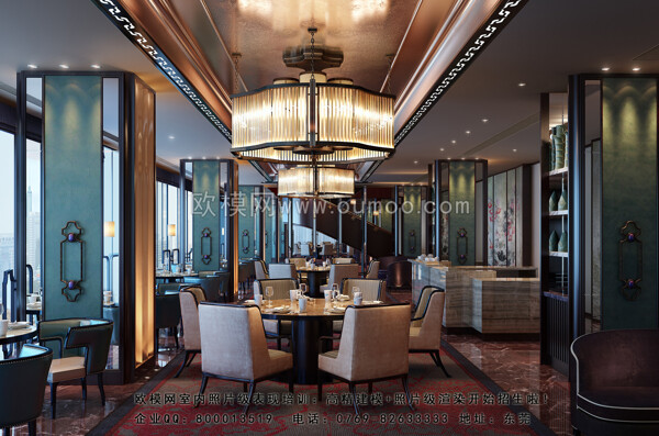 3D渲染欧式酒店餐厅效果图