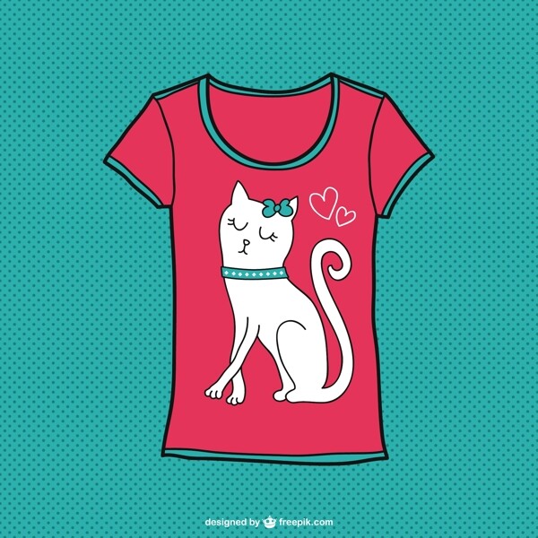 可爱的猫T恤设计