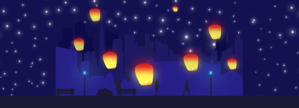 明燈城市夜晚背景