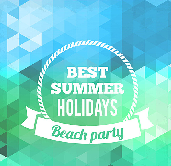 蓝色夏季沙滩派对海报矢量图图片