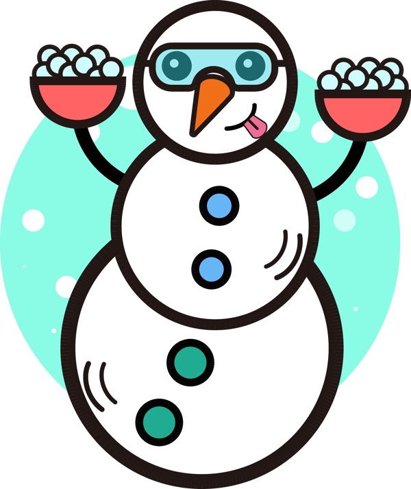冬季元素卡通可爱雪人可商用元素