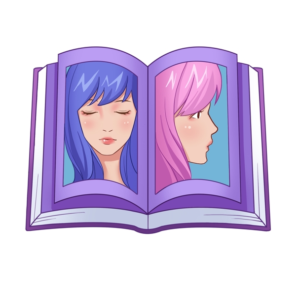 打开的紫色精美书籍
