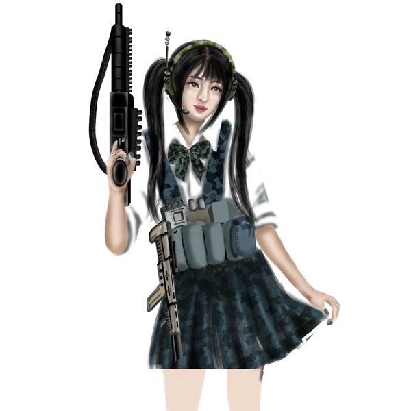 玩吃雞游戲的萌系少女可商用元素