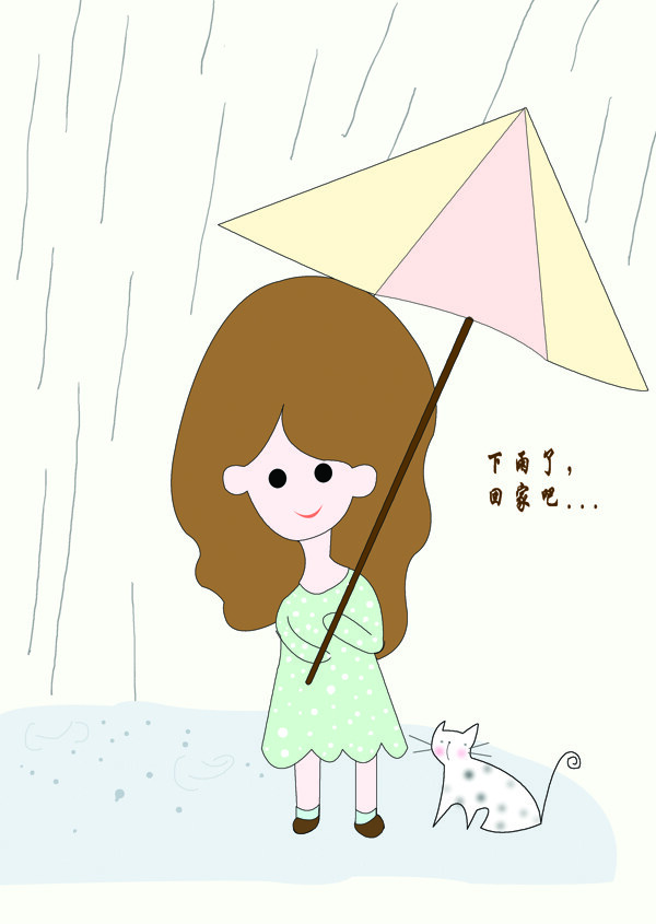 下雨了手绘插画图片