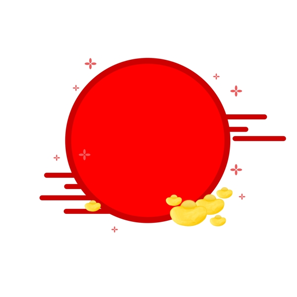手繪紅色底紋圓邊框商用素材