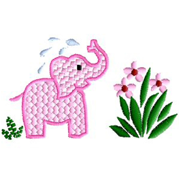 繡花大象花叢免費(fèi)素材
