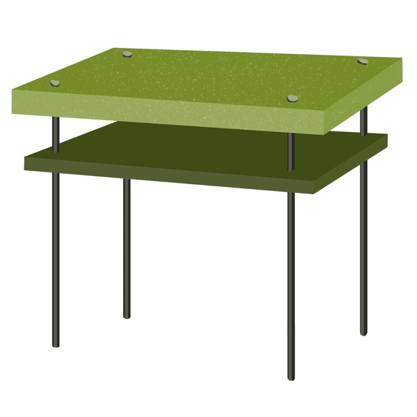 创意绿色桌子插画