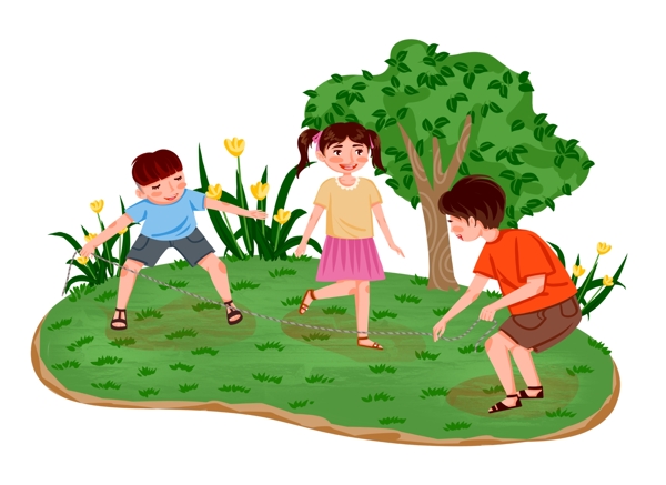 儿童跳绳游戏人物元素