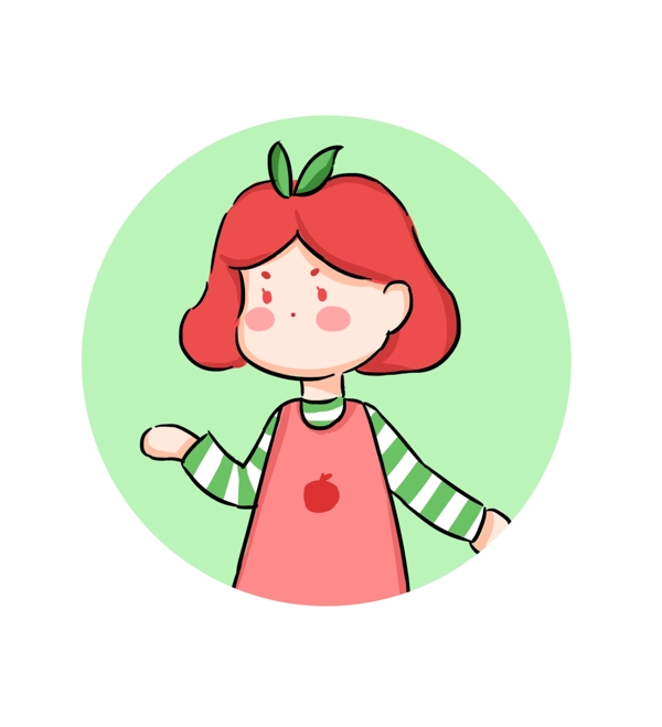 夏日苹果女孩拟人水果卡通创意头像