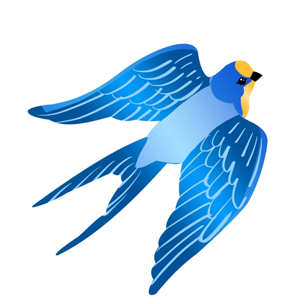 蓝色飞翔的燕子插画