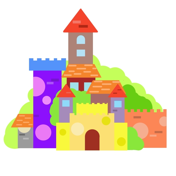 彩色的漂亮城堡插画