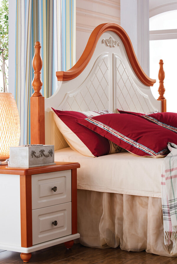 室内卧室简洁淡雅床头设计3D效果图