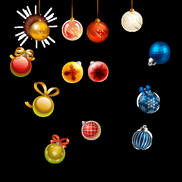 圣诞节各种五彩圆球元素