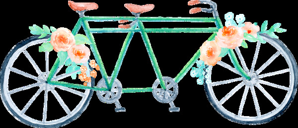 清新國(guó)外水彩手繪自行車(chē)PNG高清免扣