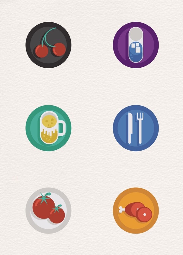 6组餐饮食物美食矢量图标设计
