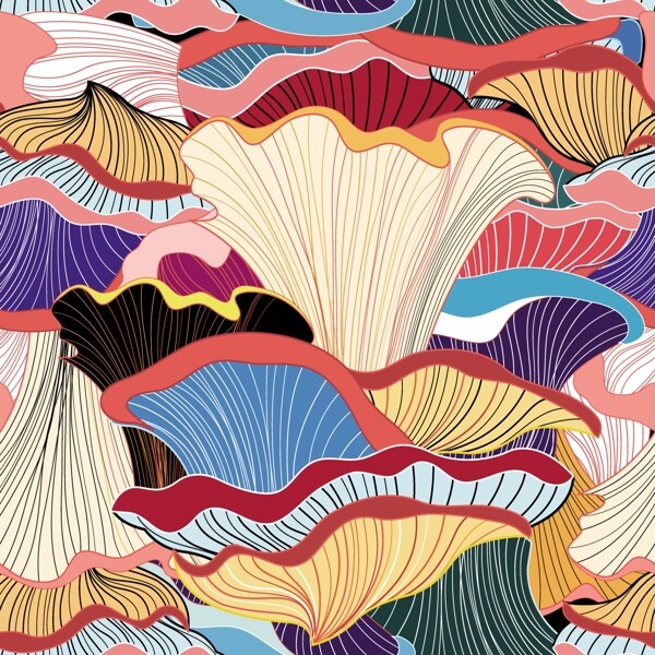 线条伞蘑菇云线条图片