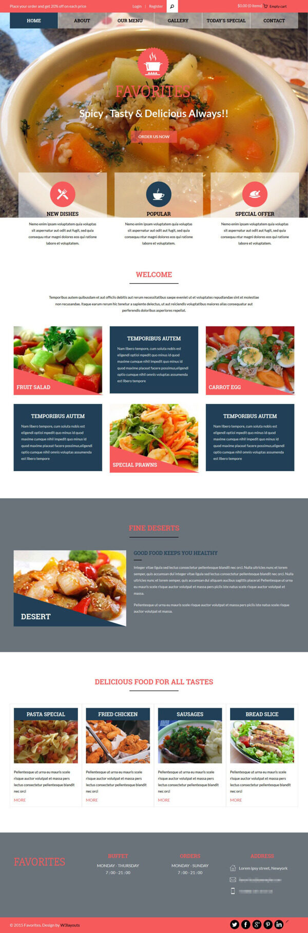 美食餐厅响应式网站模板