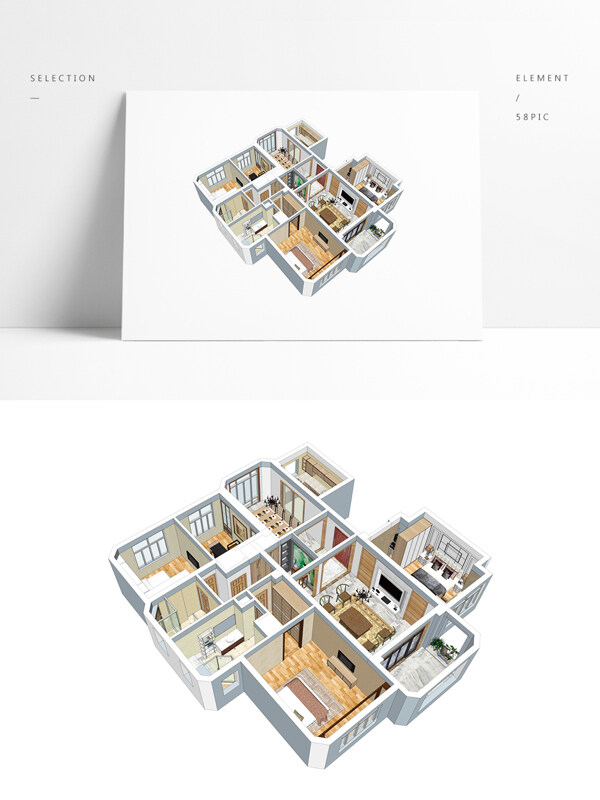 中式风格住宅设计SU透视模型