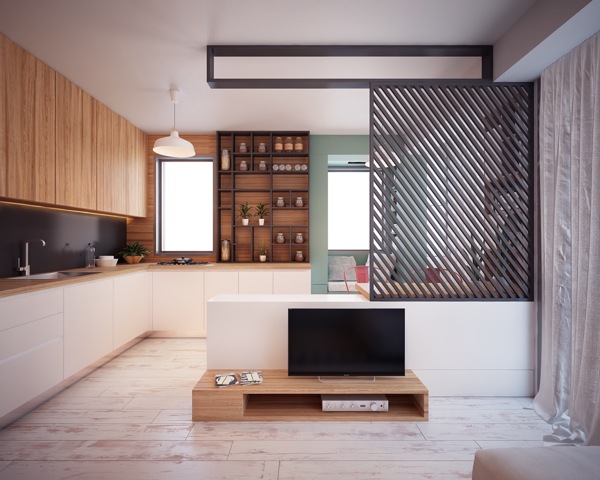 现代简约风格小户型开放式厨房设计