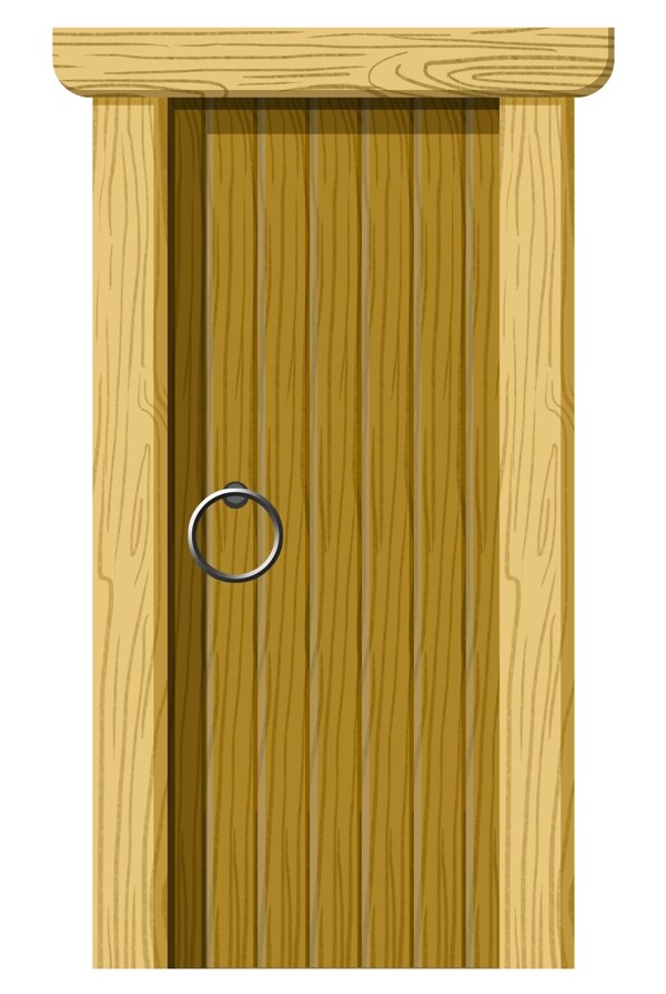木质的黄色门框插画
