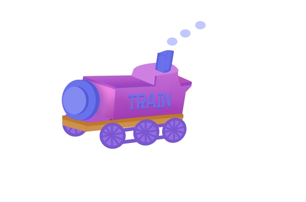 紫色的火车手绘插画
