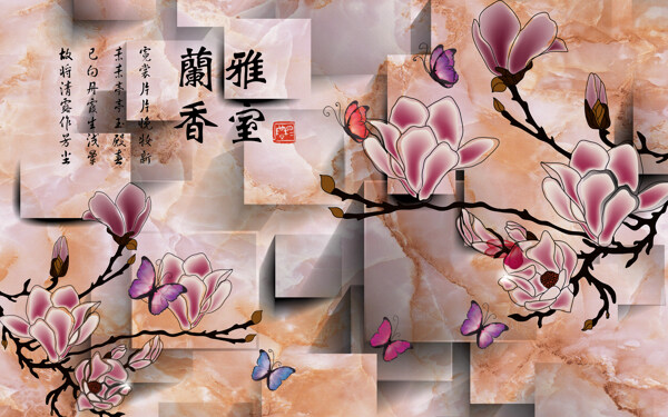 桃花裝飾背景墻