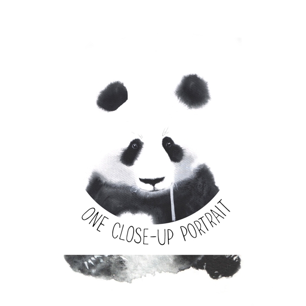 不分层熊猫水墨画