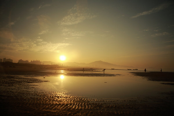黃昏池塘景觀圖片