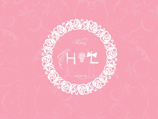 粉色婚礼背景logo