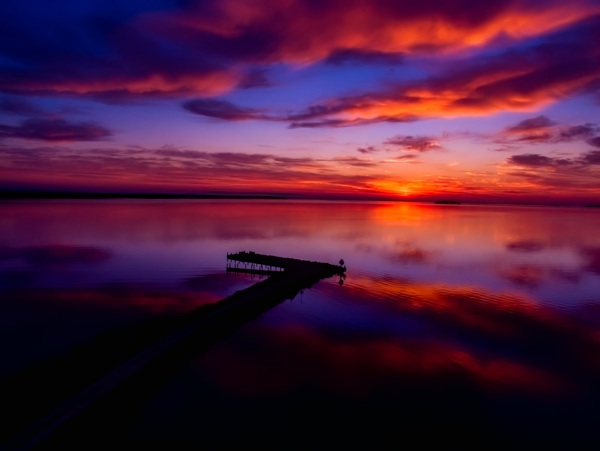 密歇根湖黄昏美景