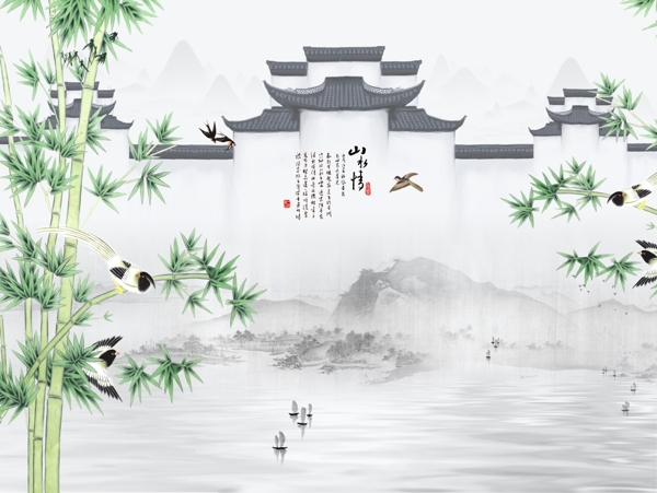 新中式背景墻