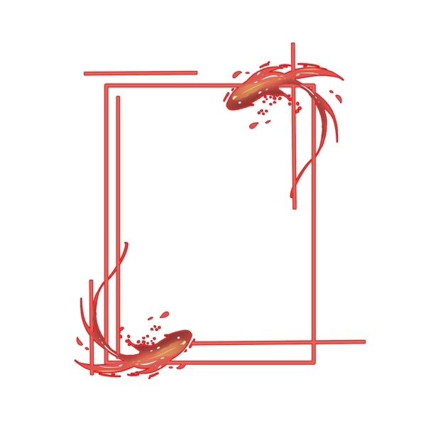 手繪卡通雙魚邊框插畫