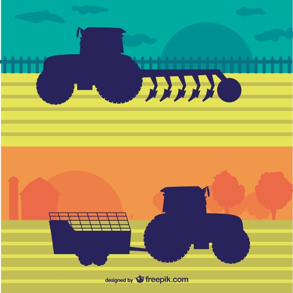 农业拖拉机在农场