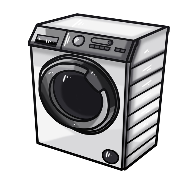 灰色全自动洗衣机插画