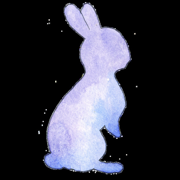 紫色手绘兔子万圣节透明装饰素材