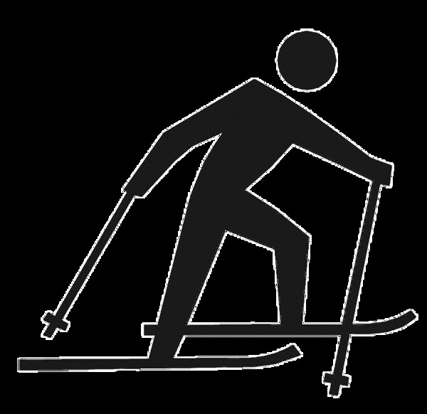 滑雪人物黑色剪影免抠png透明图层素材