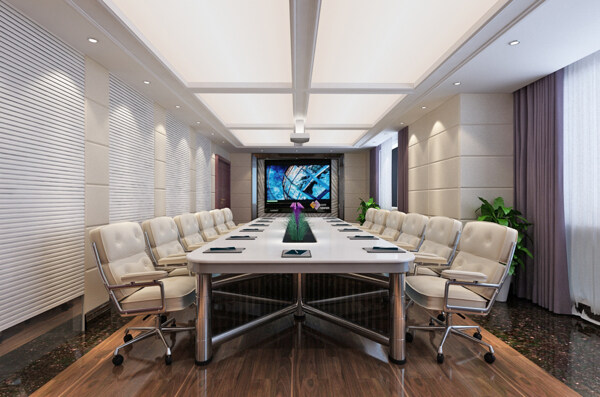 现代风格简洁办公会议室设计效果图